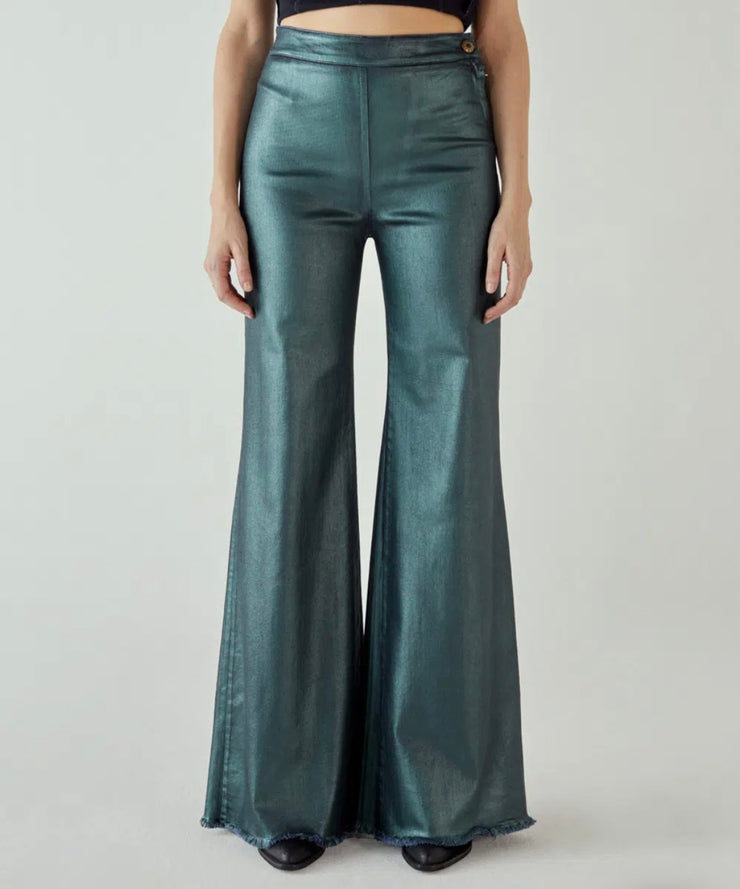 Jeans Milly shaft spalmato verde