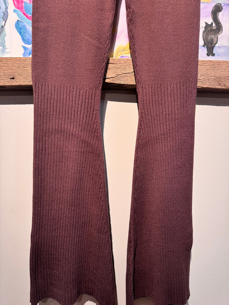 Pantalone viscosa zampa marrone