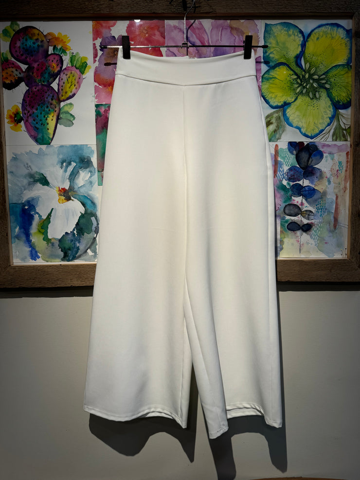 Panta palazzo cropped bianco