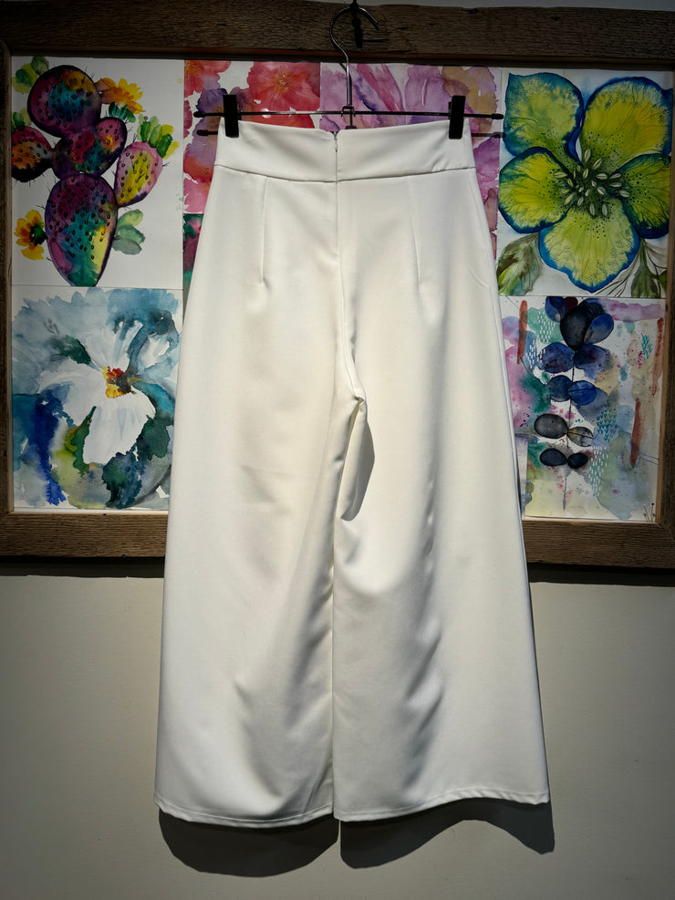 Panta palazzo cropped bianco